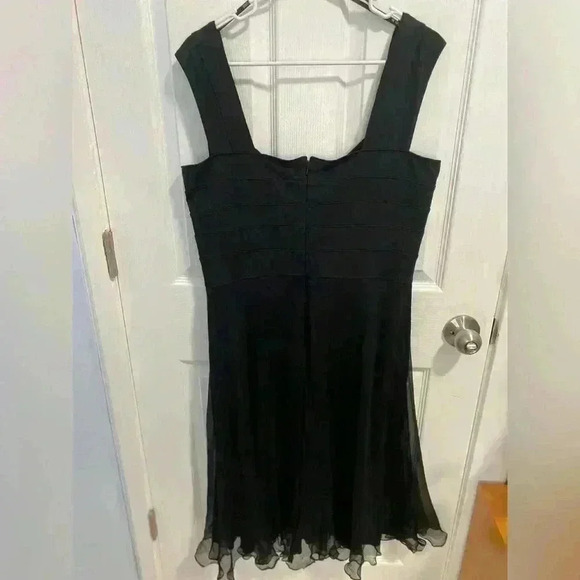 Tadashi Shoji Silk Womens Dress 14 Black Evening Knee Length - Picture 4 of 9